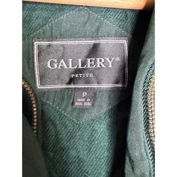Gallery Petite Green Trench Coat Zipper & Button Size: P - Picture 4 of 5